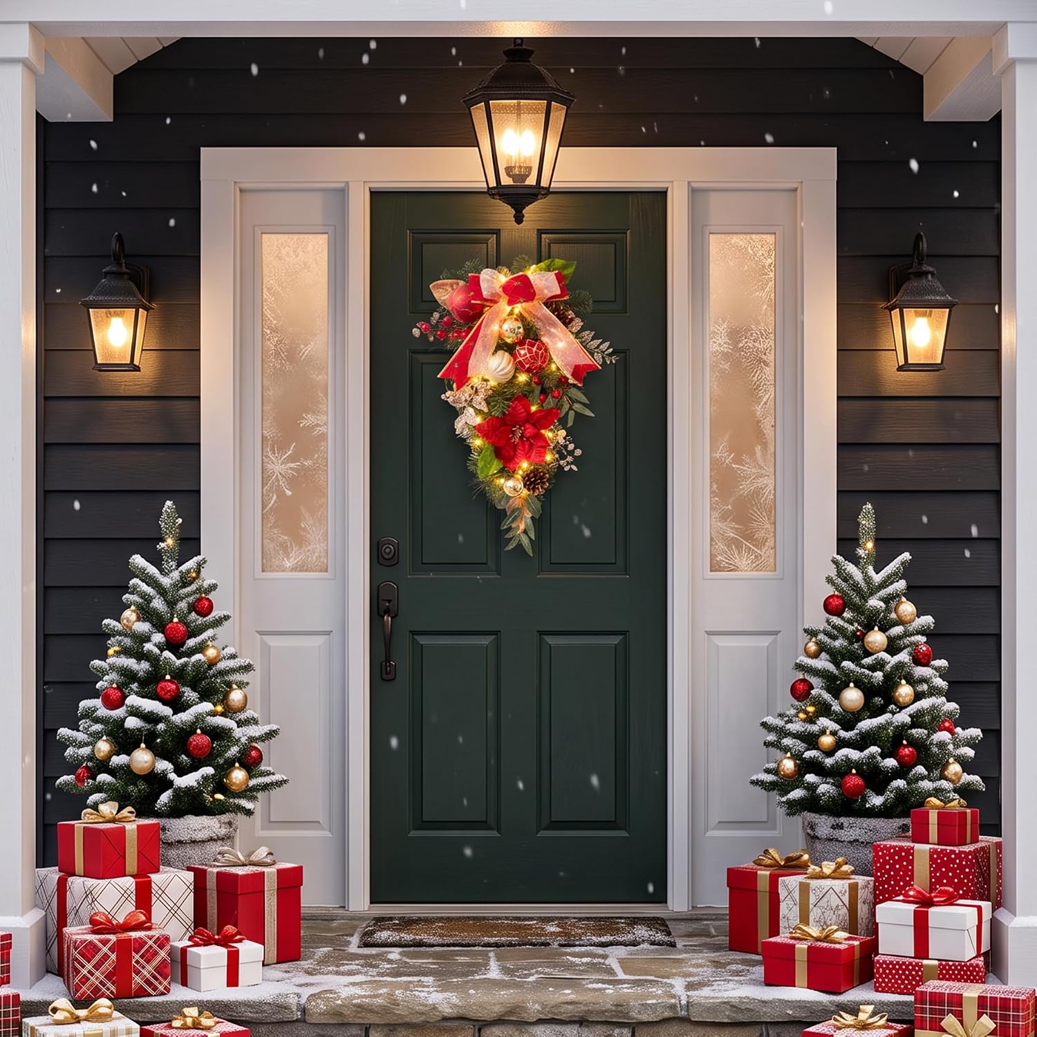 Outdoor Lighting Effects - Garvee 24 Inch Christmas Upside-Down Tree