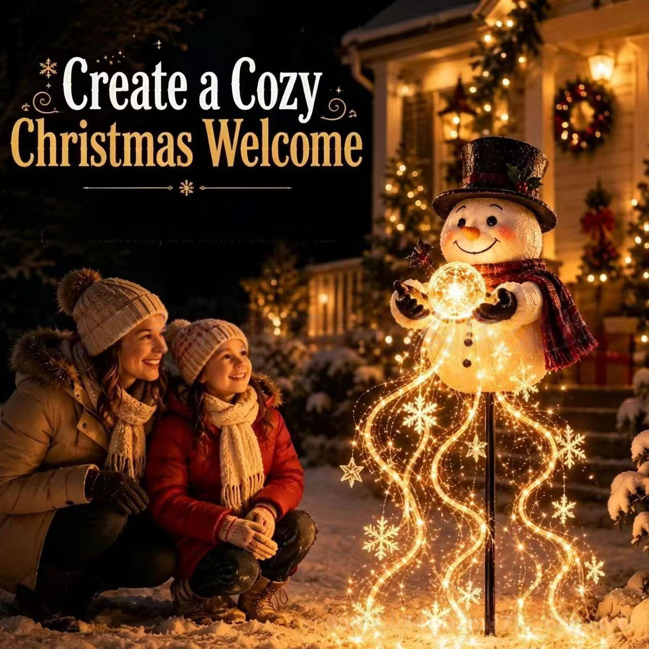 Lighted Christmas Snowman Deco - Outdoor Lighting Effects review and price